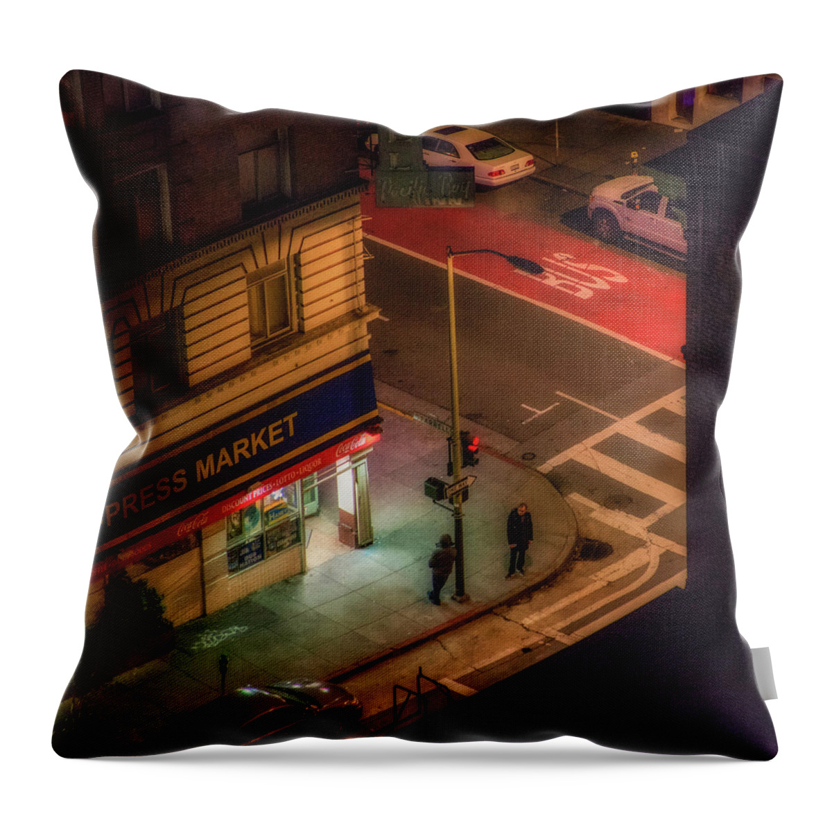 2am Throw Pillow featuring the photograph 2am. Jones and O'Farell by Donald Kinney