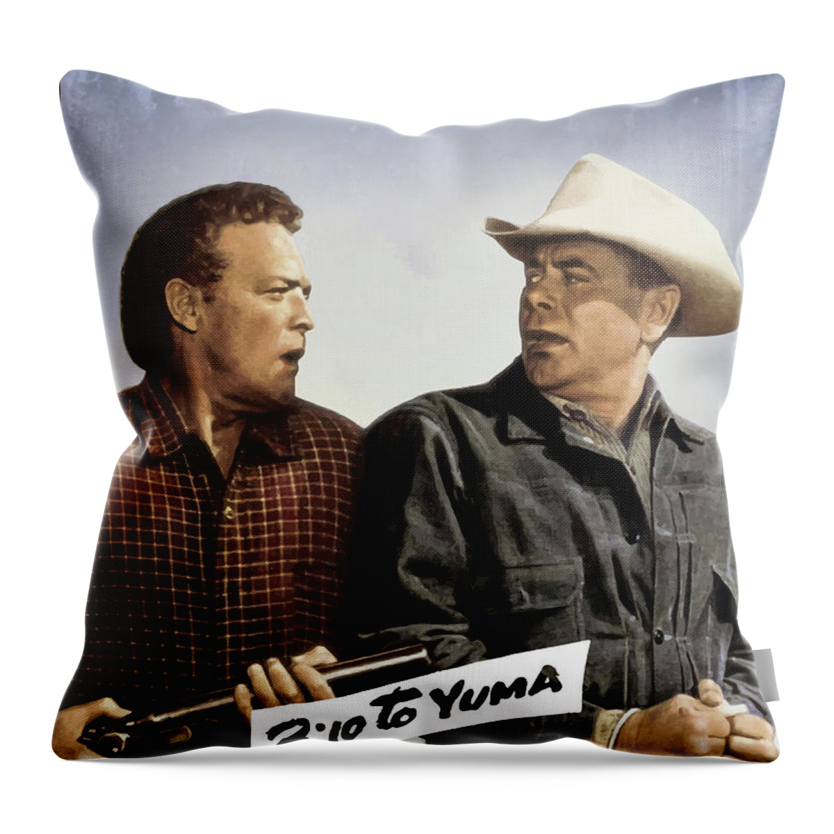 Movie Poster Throw Pillow featuring the digital art 3 10 To Yuma by Bo Kev