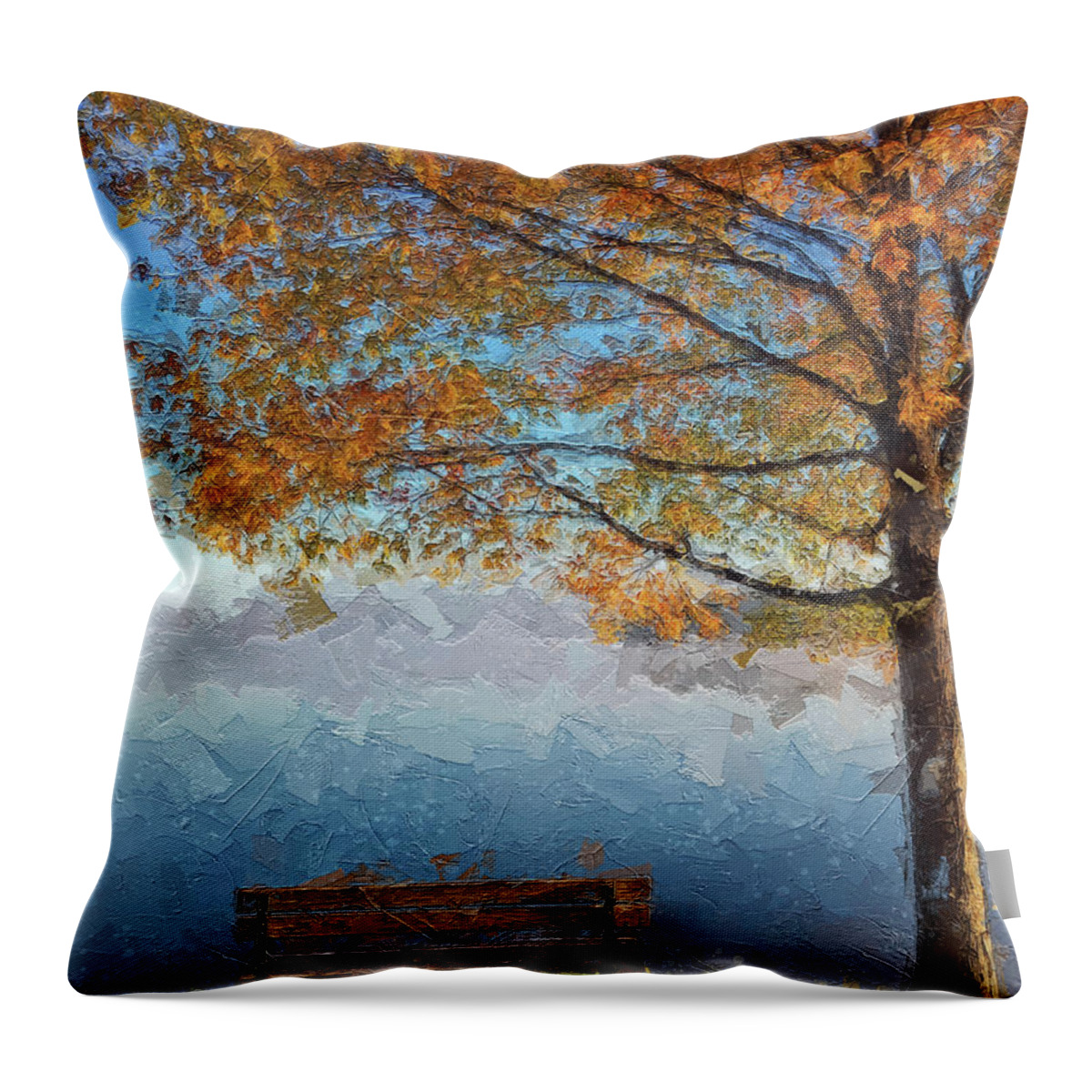 Tree Throw Pillow featuring the digital art Autumn is Here #3 by TintoDesigns