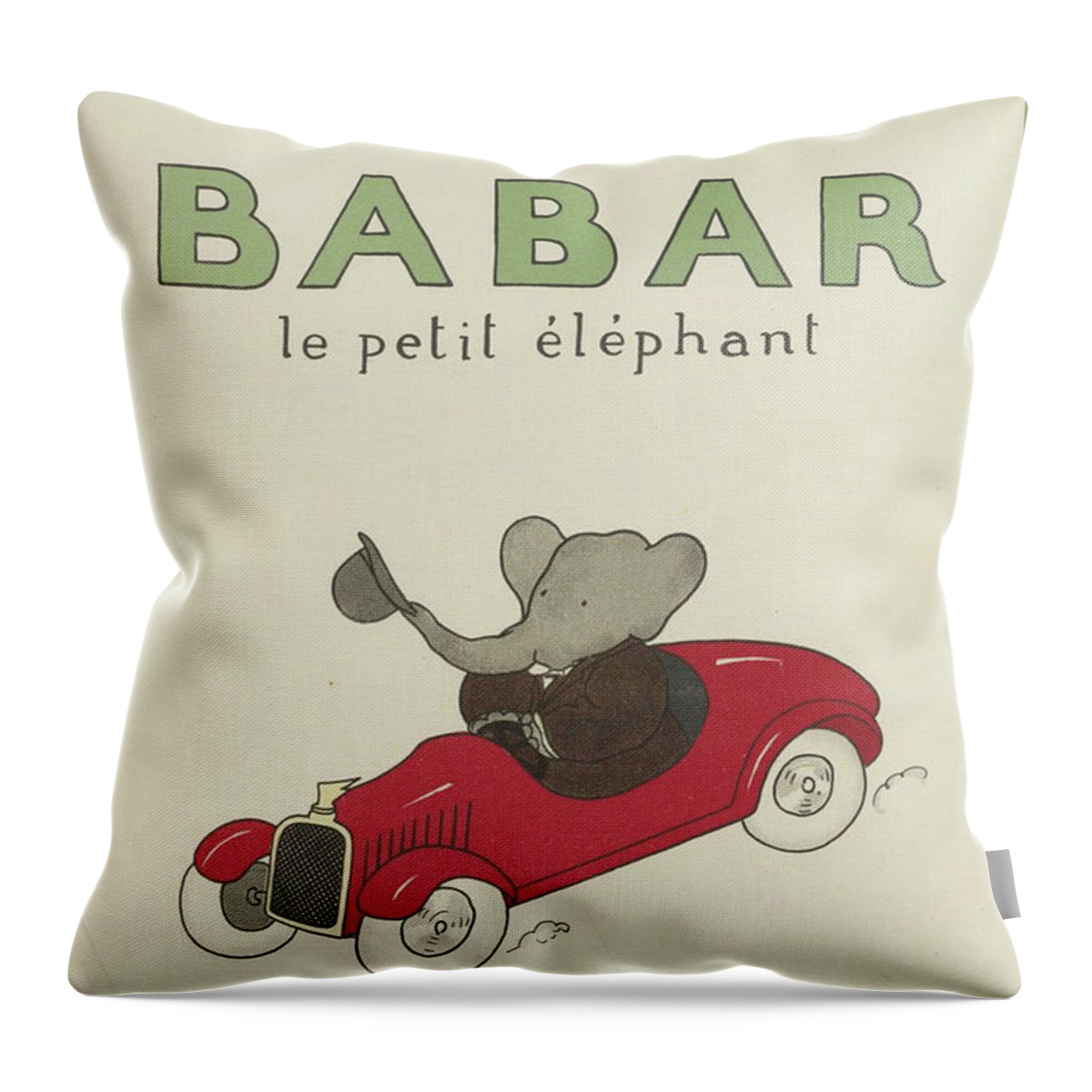 L'histoire De Babar Throw Pillow featuring the drawing Babar #3 by Jean de Brunhoff