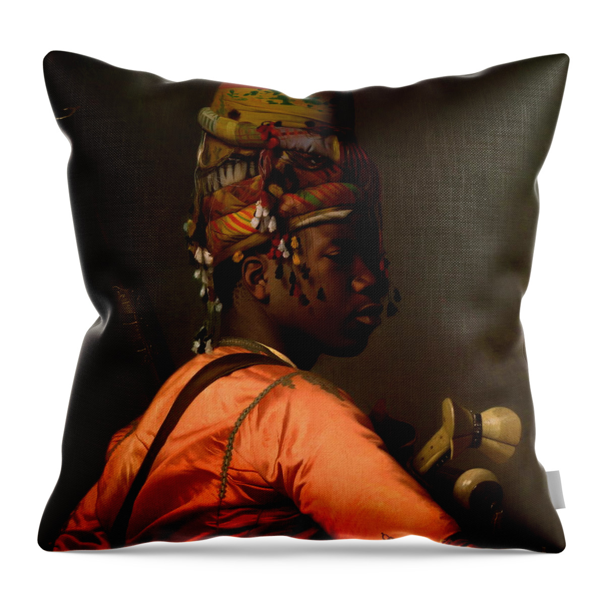 Art History Throw Pillow featuring the painting Black Bashi-Bazouk #3 by Jean-Leon Gerome