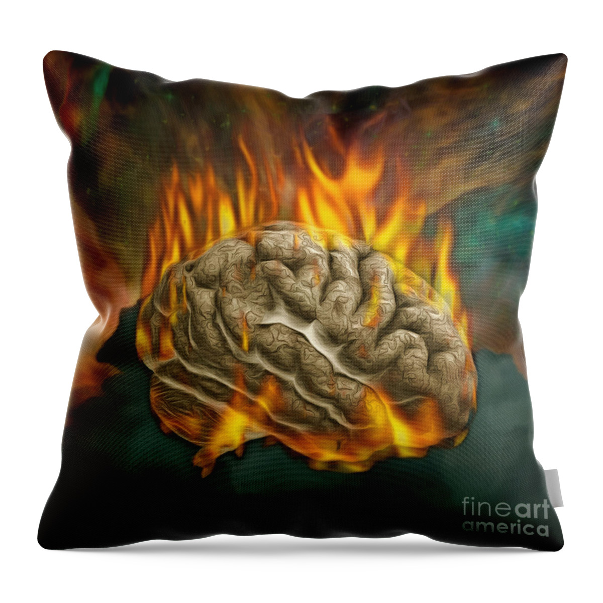 Burning Throw Pillow featuring the digital art Burning mind #3 by Bruce Rolff