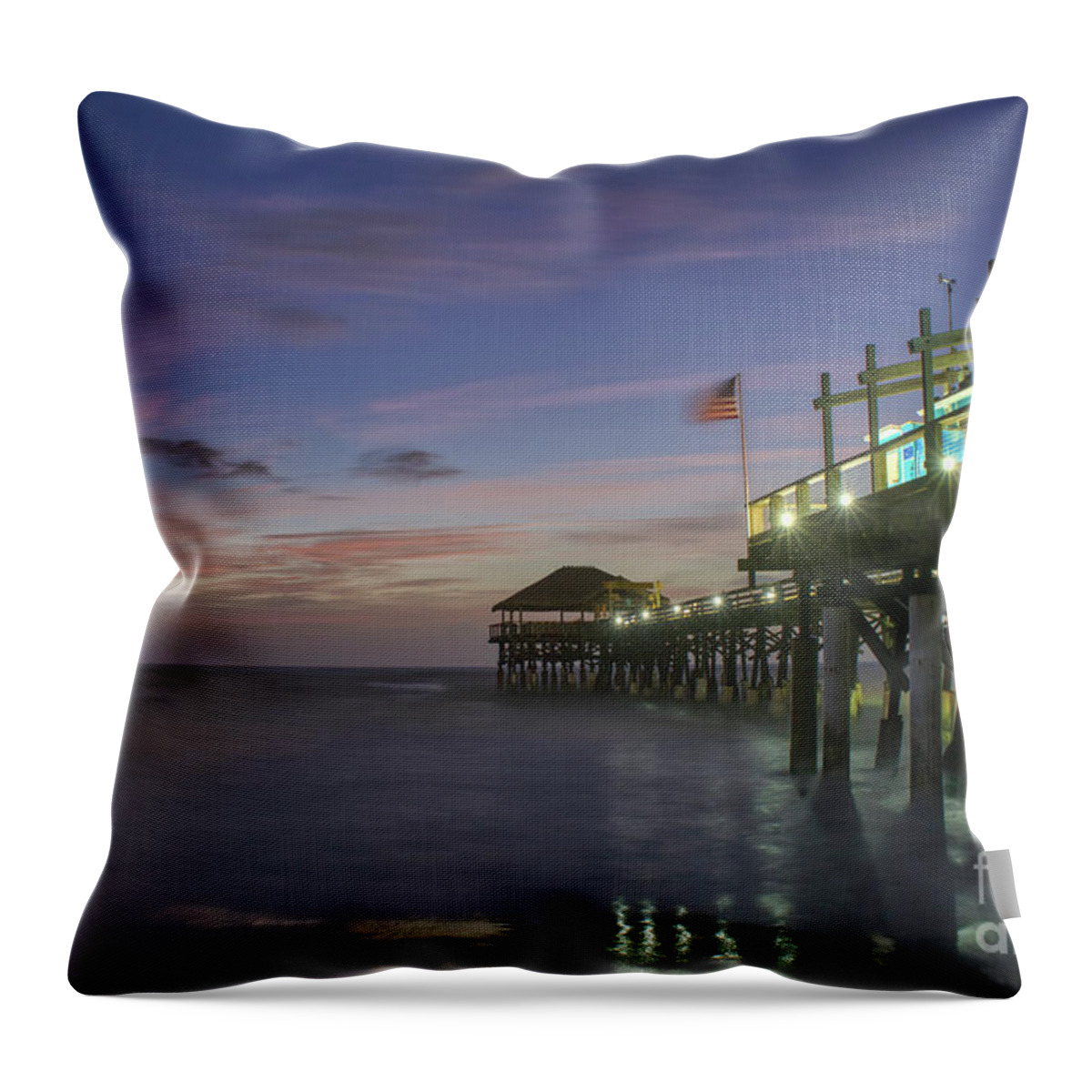 Sunrise Throw Pillow featuring the photograph Cocoa Beach Pier #3 by Brian Kamprath