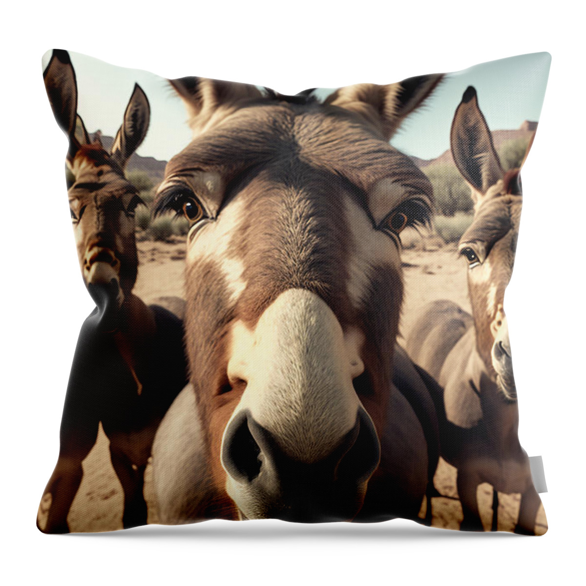 Series Throw Pillow featuring the digital art Donkey selfie #3 by Sabantha