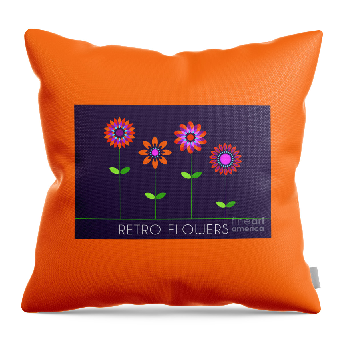 Flower Throw Pillow featuring the photograph Flower power rock poster #4 by Action