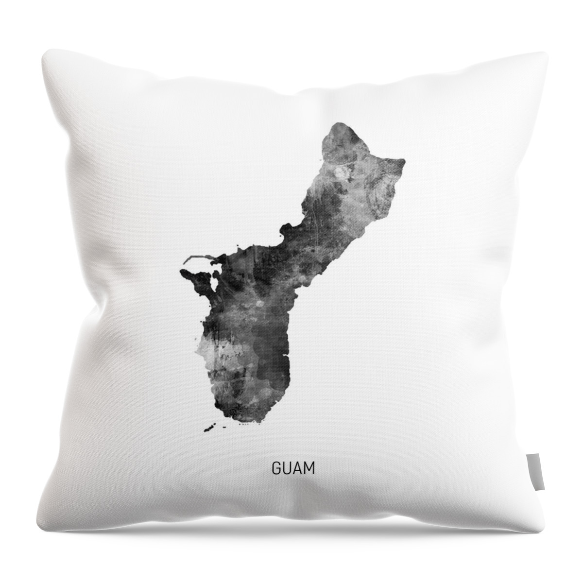 Guam Throw Pillow featuring the digital art Guam Watercolor Map #3 by Michael Tompsett