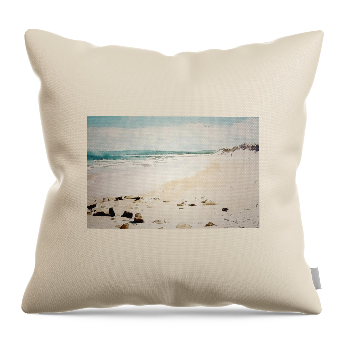 East Beach Throw Pillow featuring the digital art Lossiemouth East Beach #1 by John Mckenzie