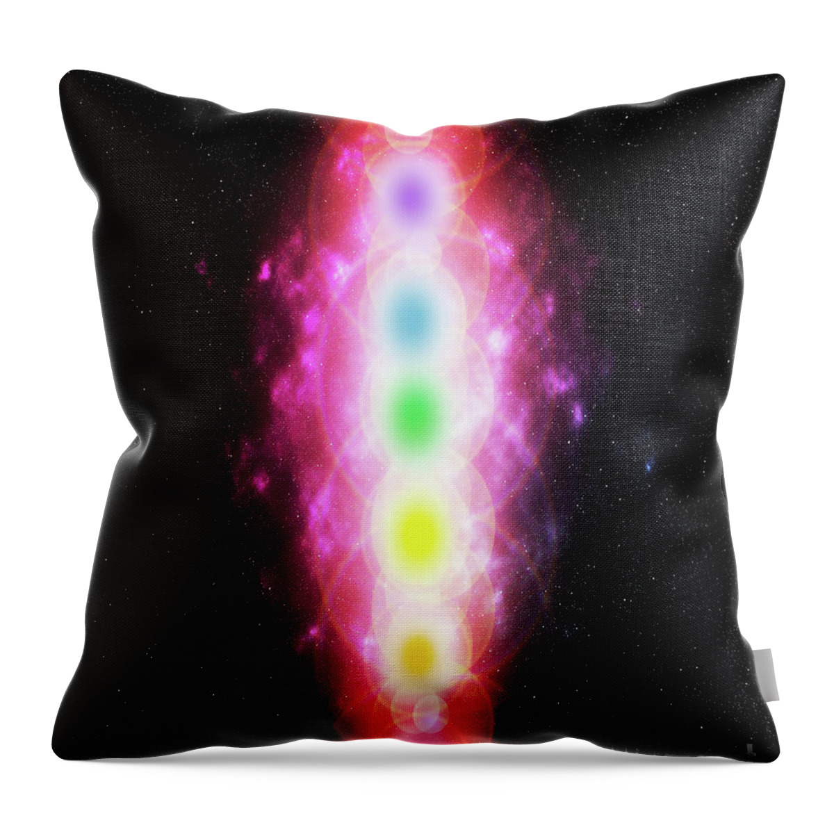 Anahata Throw Pillow featuring the digital art Magnificent Colorful brilliant life energy cki or Kundalini as e #3 by Timothy OLeary
