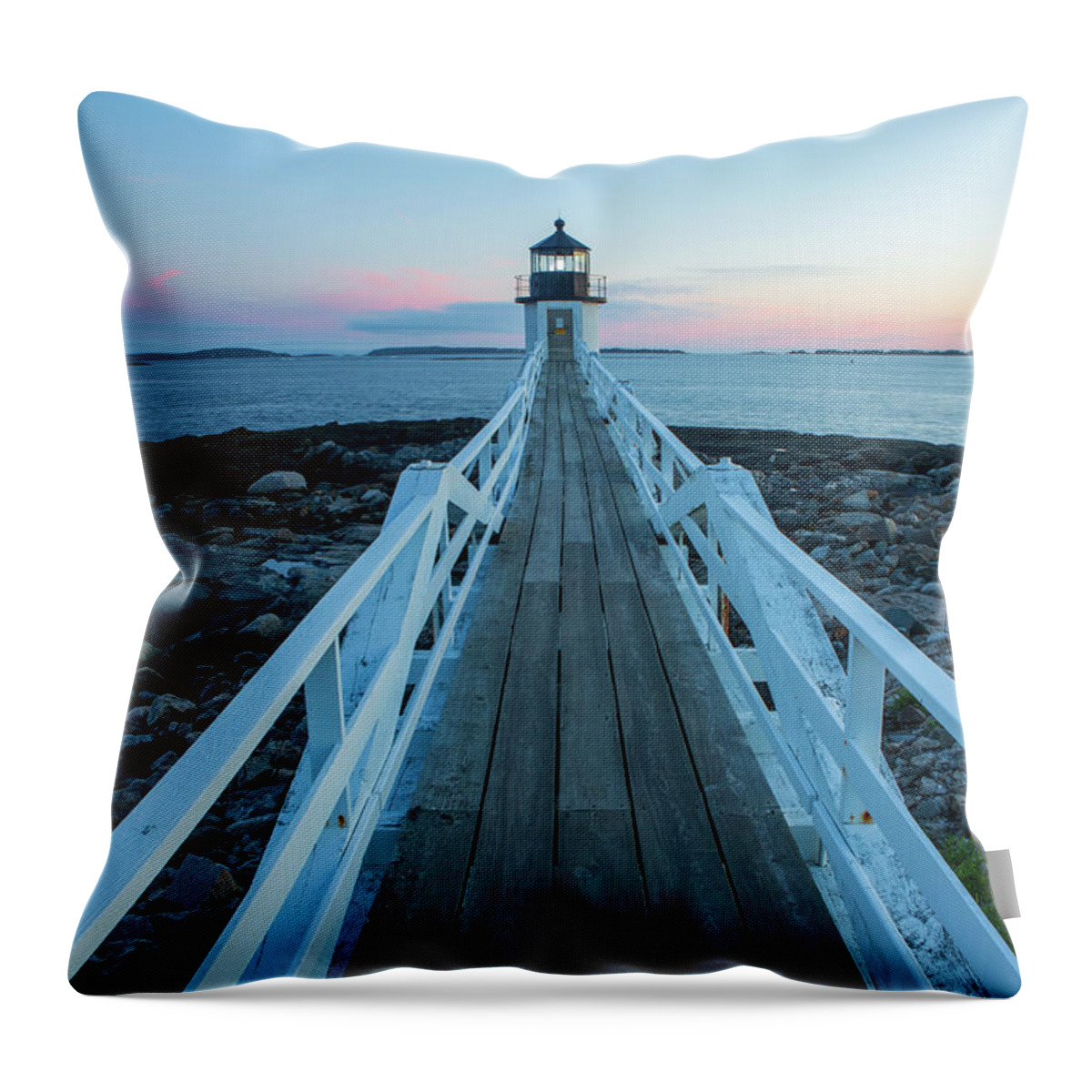 Maine Throw Pillow featuring the photograph Marshall Point Lighthouse at sunset, Maine, USA #3 by Kyle Lee