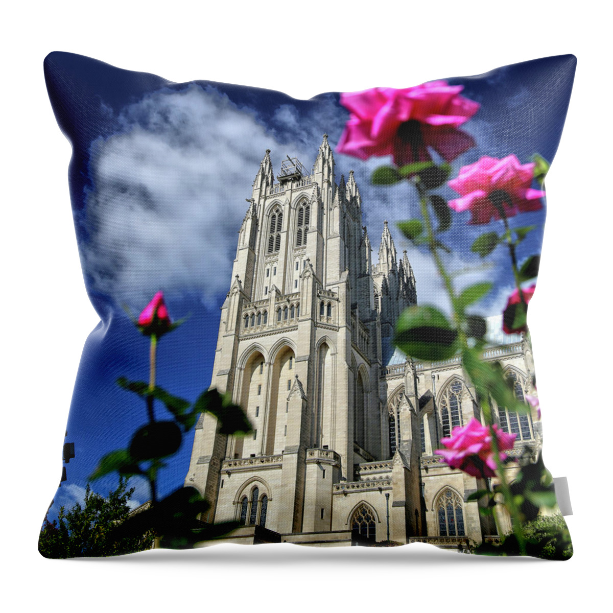 National Cathedral Throw Pillow featuring the photograph National Cathedral #3 by Mitch Cat