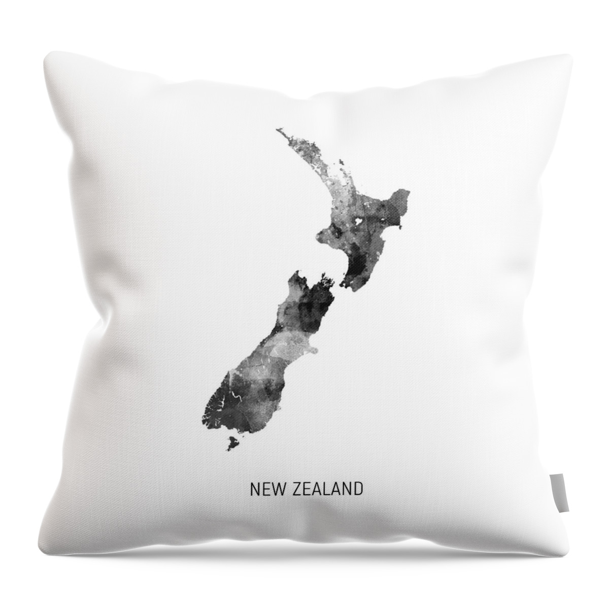 New Zealand Throw Pillow featuring the digital art New Zealand Watercolor Map #3 by Michael Tompsett