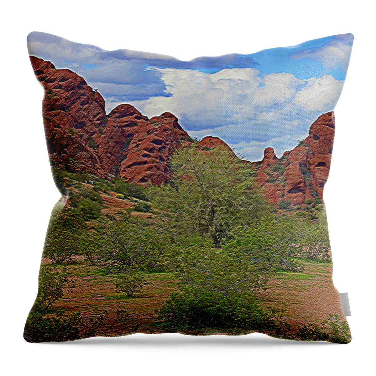 Papago Park Phoenix Arizona Throw Pillow featuring the digital art Papago Park Phoenix Arizona #3 by Tom Janca