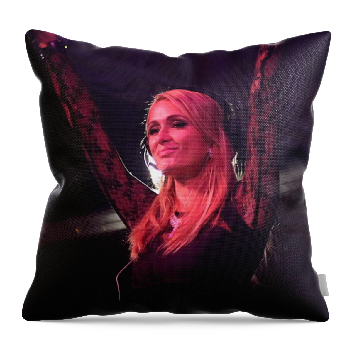 American Socialite Throw Pillow featuring the photograph Paris Hilton #3 by Concert Photos