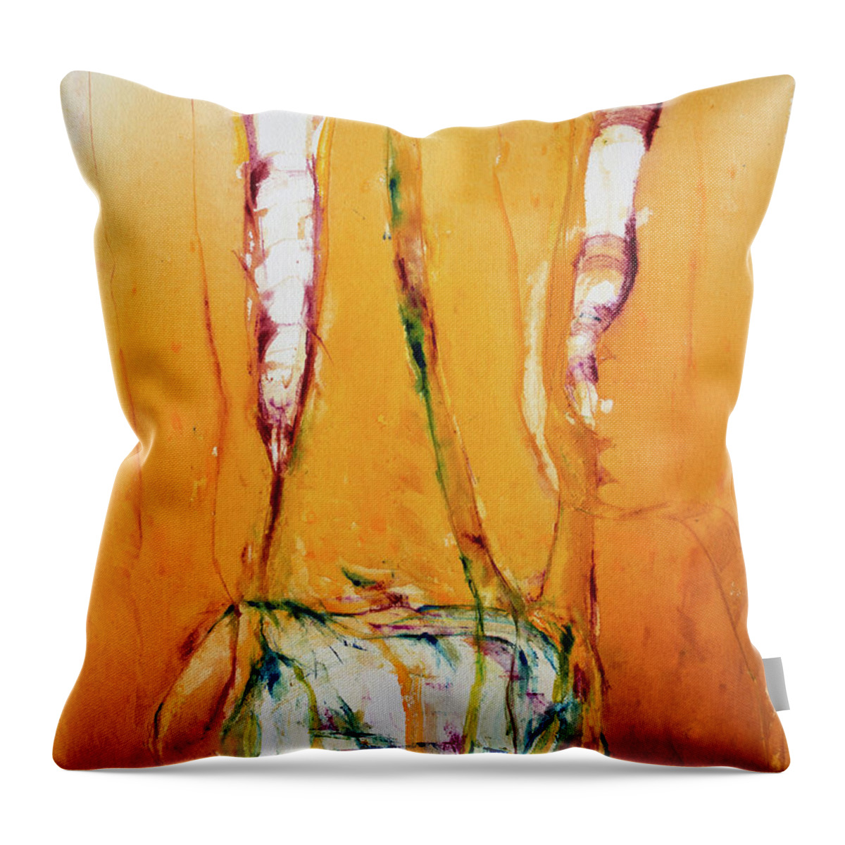  Throw Pillow featuring the painting 'Holding Down' by Petra Rau