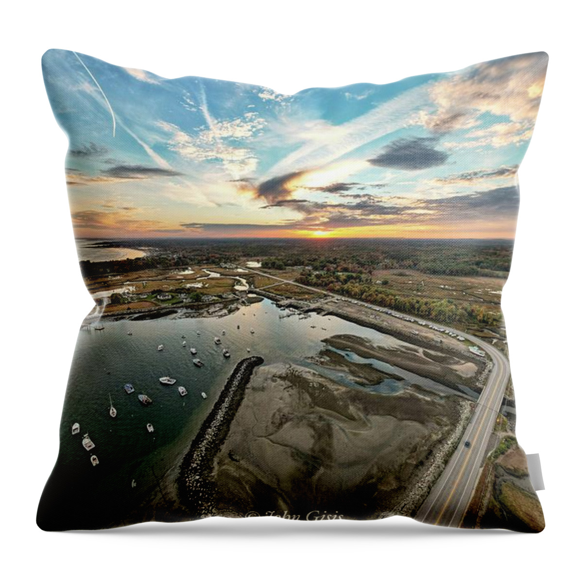  Throw Pillow featuring the photograph Rye Harbor #3 by John Gisis