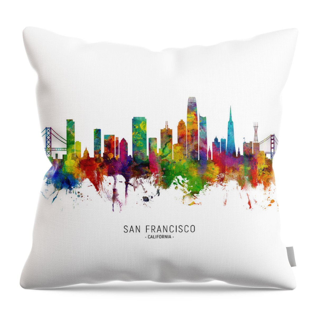 San Francisco Throw Pillow featuring the digital art San Francisco California Skyline #3 by Michael Tompsett