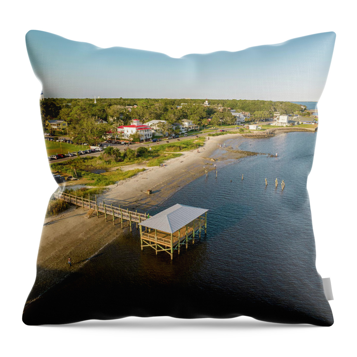 Aerial Throw Pillow featuring the photograph Southport, NC #3 by Dave Guy