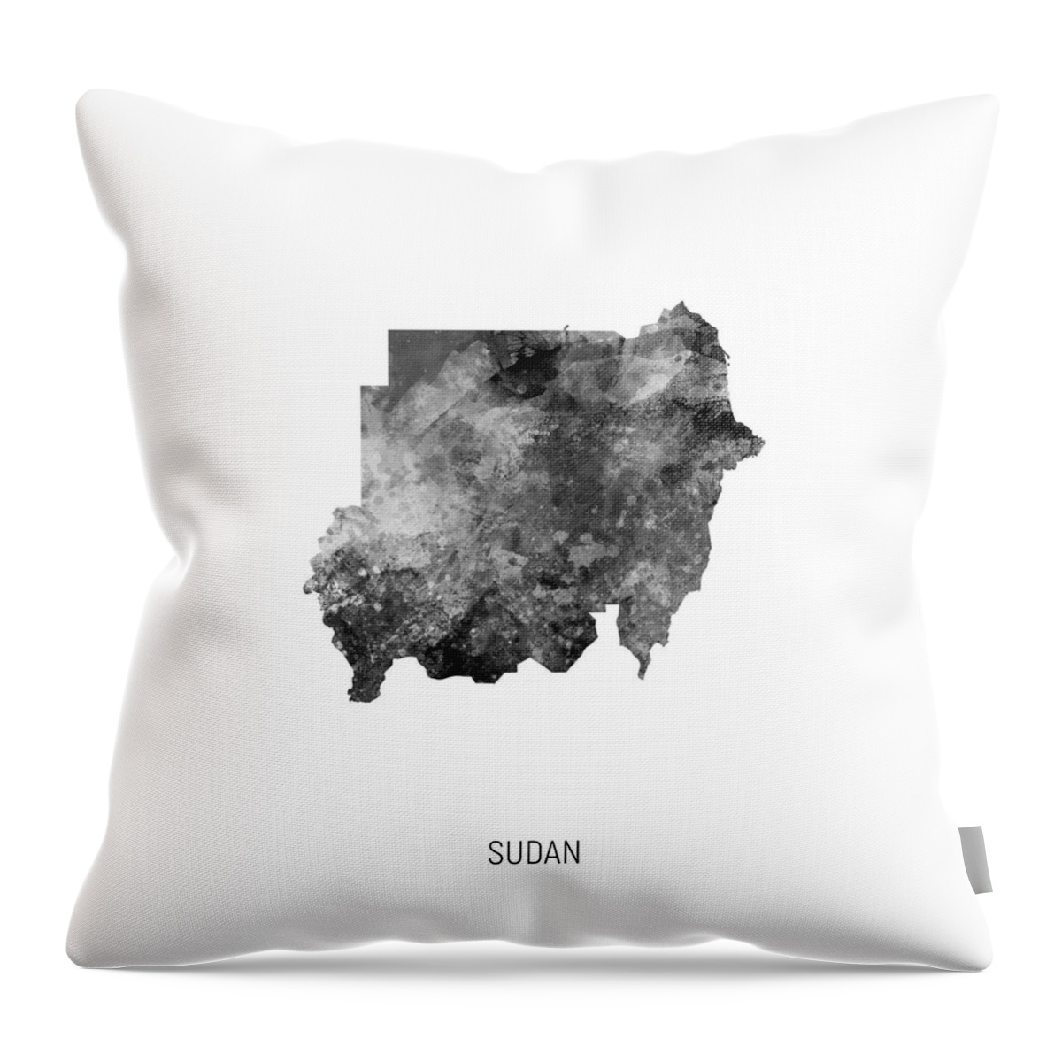 Sudan Throw Pillow featuring the digital art Sudan Watercolor Map #3 by Michael Tompsett