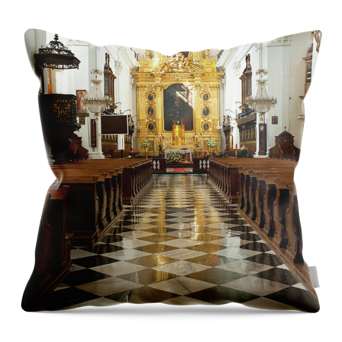  Throw Pillow featuring the photograph Warsaw Catholic Cathedral #3 by Bill Robinson