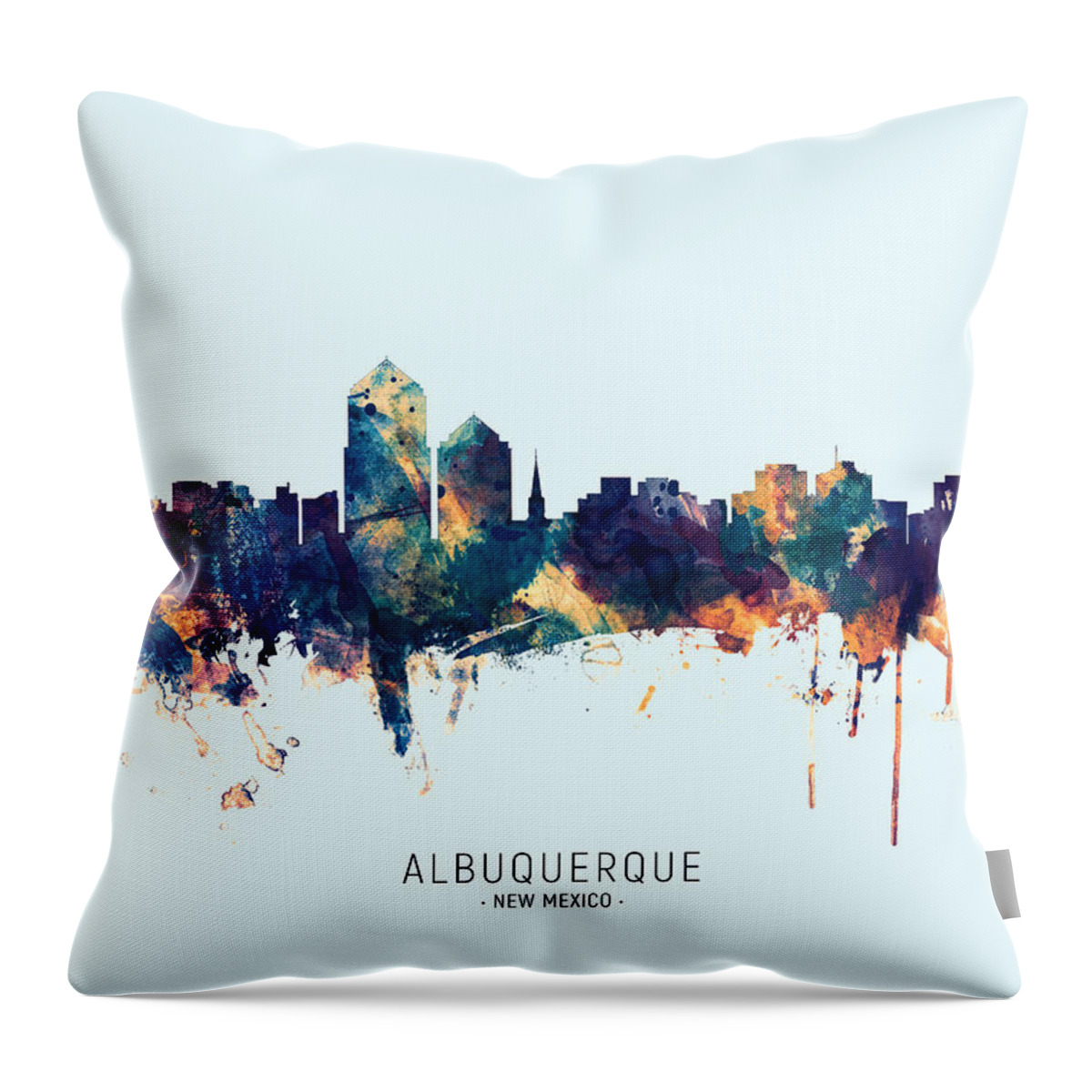 Albuquerque Throw Pillow featuring the digital art Albuquerque New Mexico Skyline #30 by Michael Tompsett