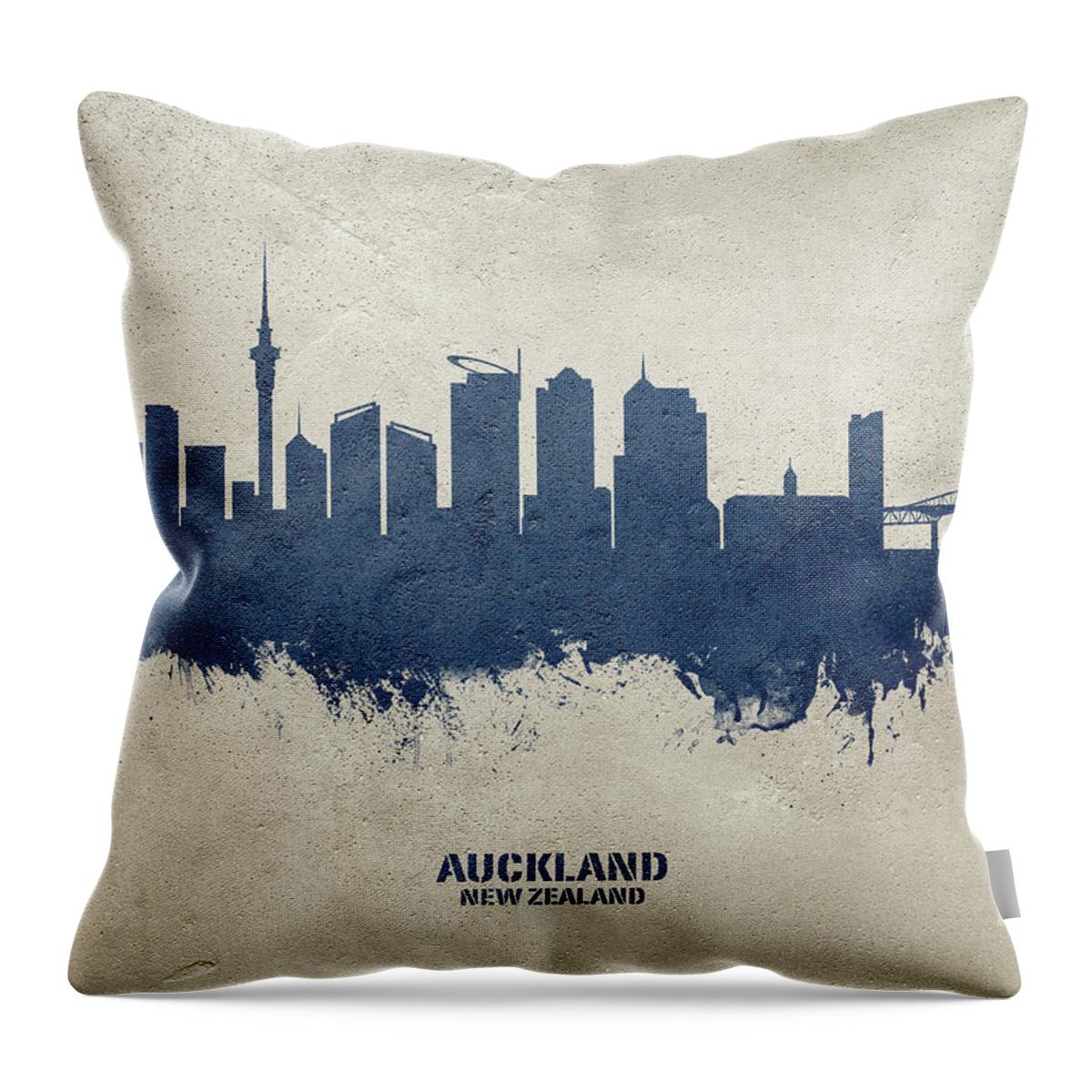 Auckland Throw Pillow featuring the digital art Auckland New Zealand Skyline #30 by Michael Tompsett