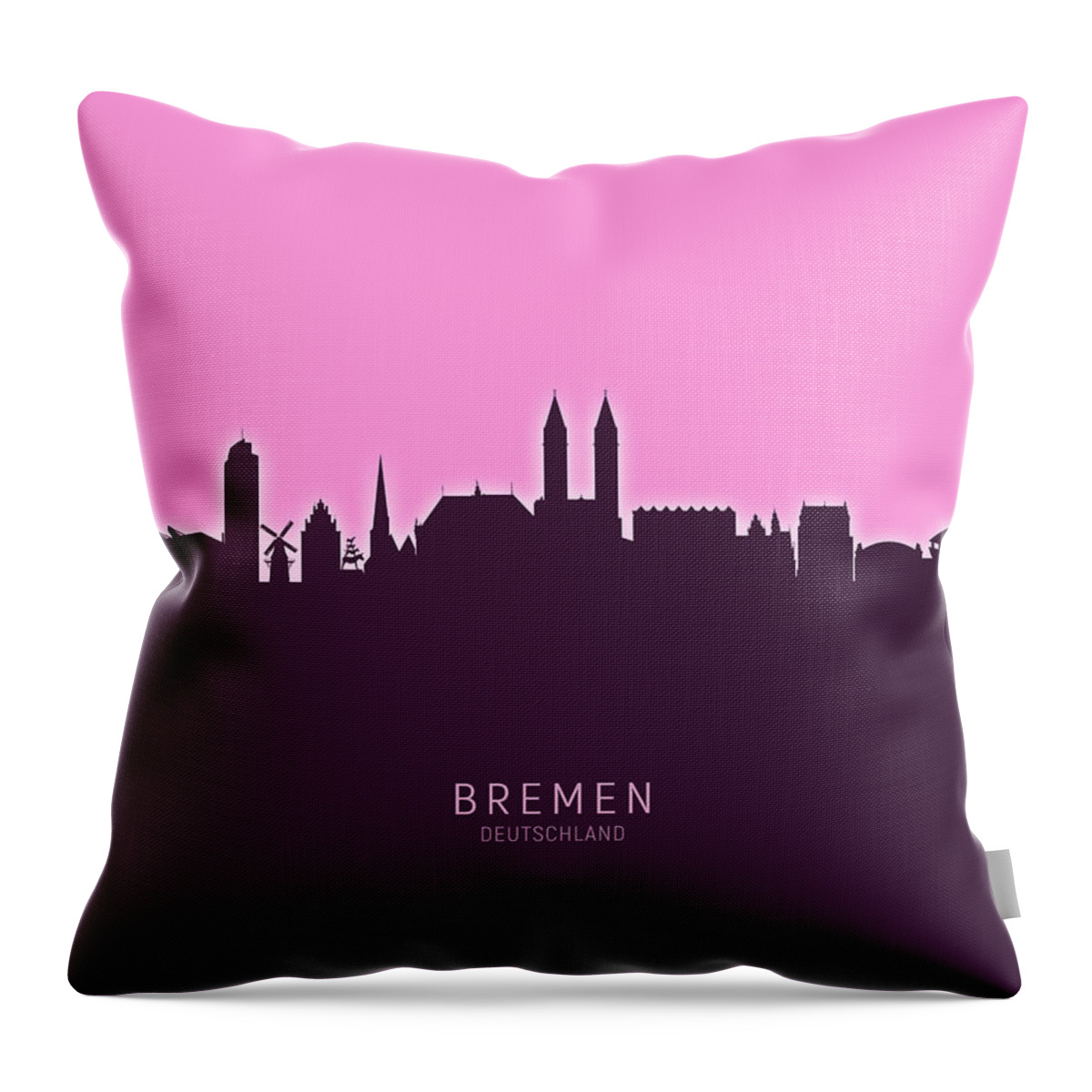 Bremen Throw Pillow featuring the digital art Bremen Germany Skyline #30 by Michael Tompsett