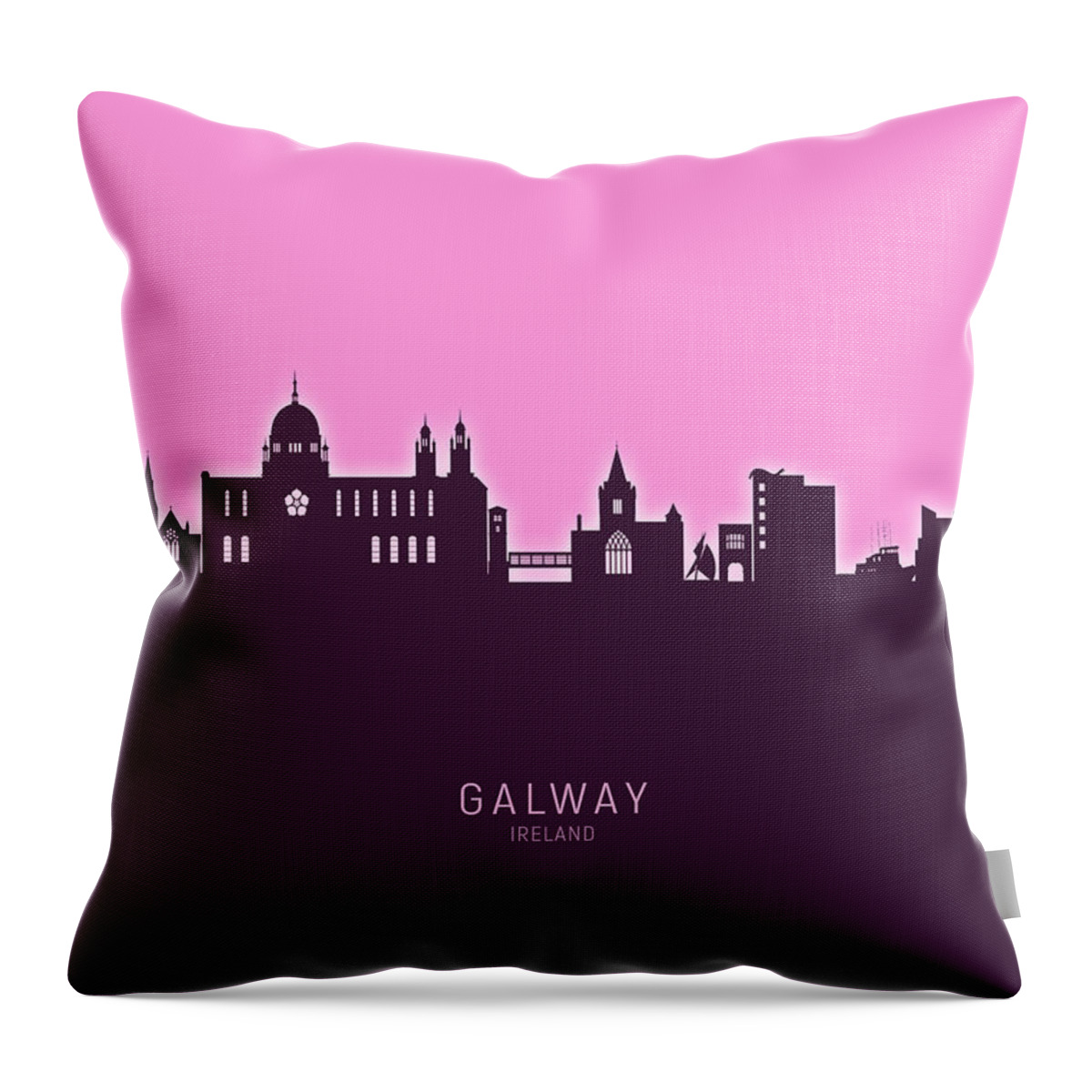 Galway Throw Pillow featuring the digital art Galway Ireland Skyline #30 by Michael Tompsett