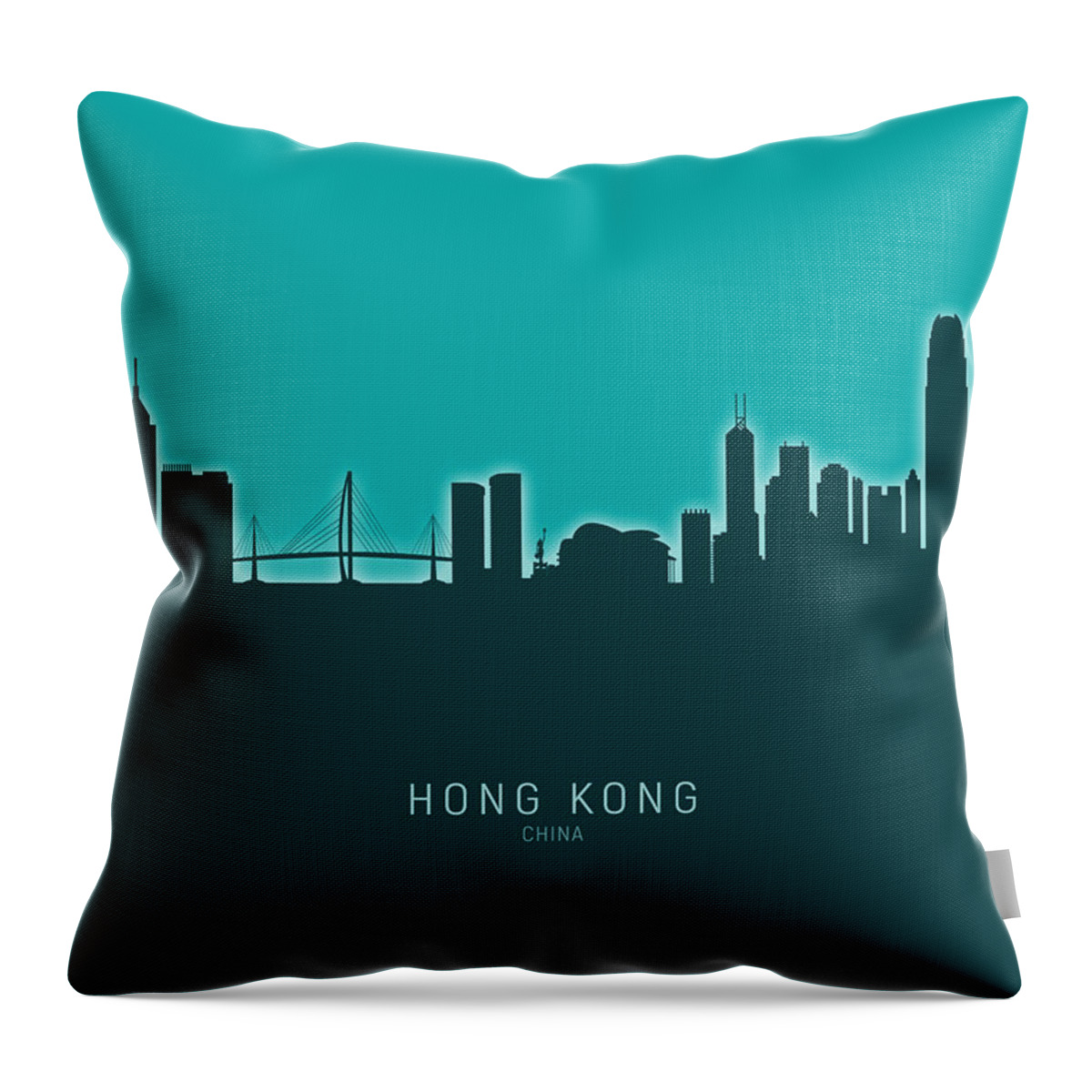 Hong Kong Throw Pillow featuring the digital art Hong Kong Skyline #30 by Michael Tompsett