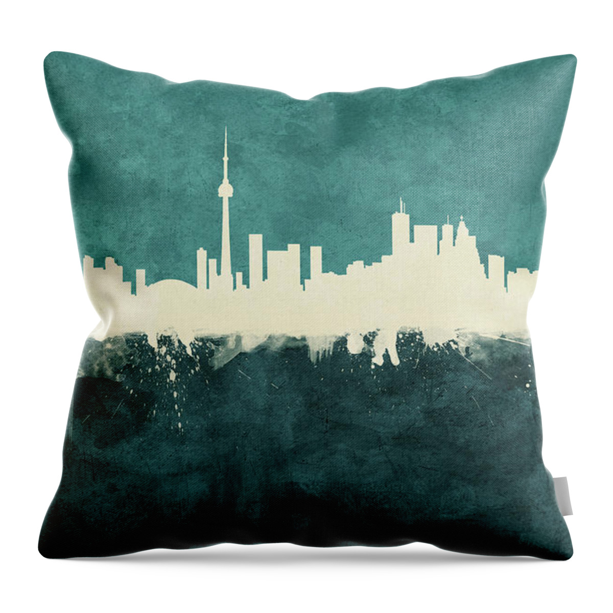Toronto Throw Pillow featuring the digital art Toronto Canada Skyline #30 by Michael Tompsett