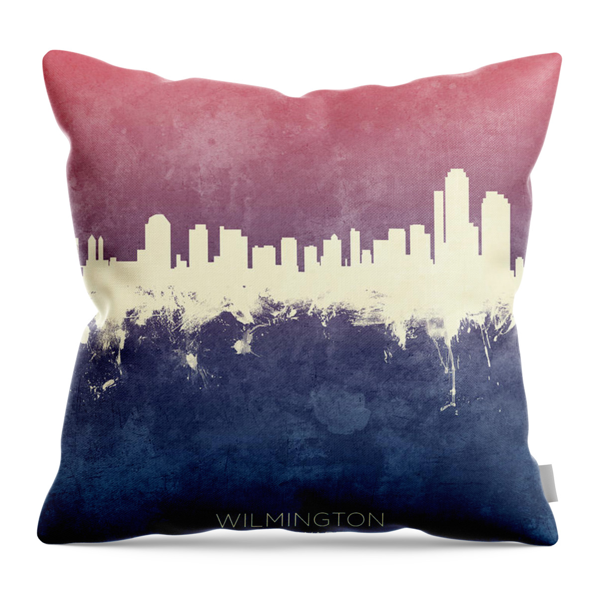 Wilmington Throw Pillow featuring the digital art Wilmington Delaware Skyline #30 by Michael Tompsett