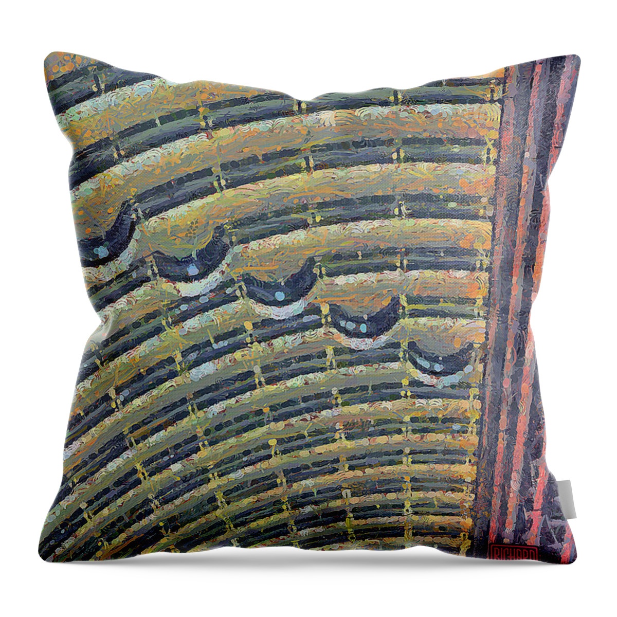 Abstract Throw Pillow featuring the mixed media 309 Architectural Pattern, Inside Jinmao Tower, Shanghai, China by Richard Neuman Architectural Gifts