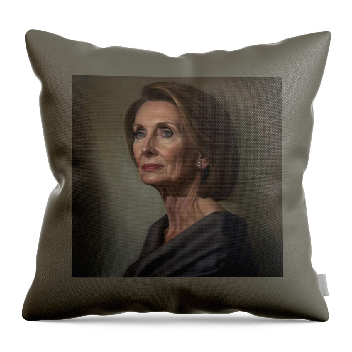 House Speaker Nancy Pelosi Of California Throw Pillow featuring the painting House Speaker Nancy Pelosi of California #31 by Celestial Images
