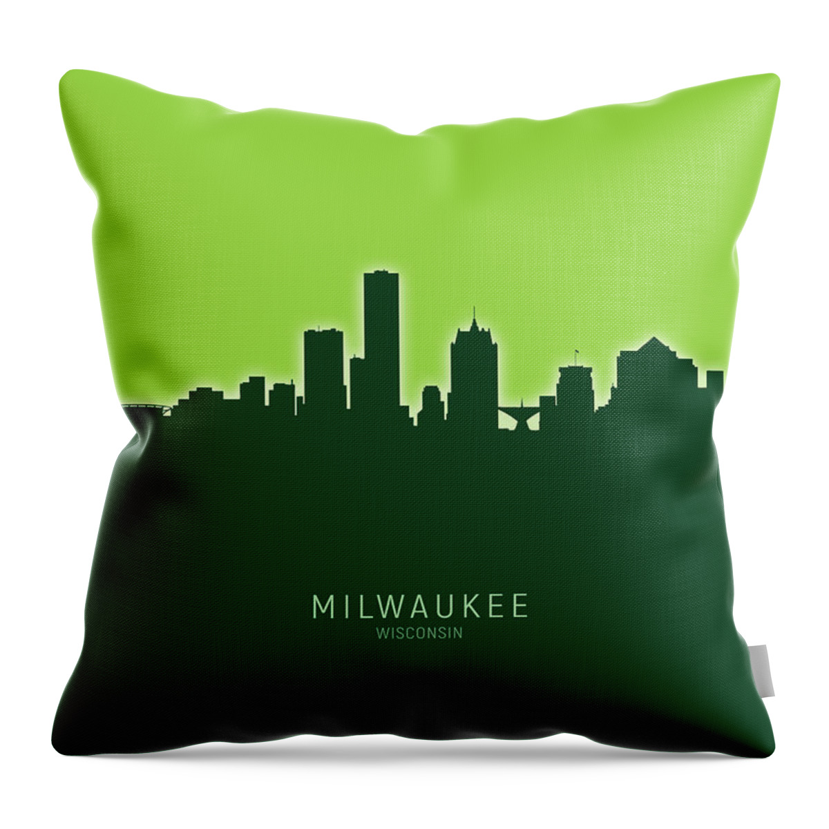 Milwaukee Throw Pillow featuring the digital art Milwaukee Wisconsin Skyline #31 by Michael Tompsett