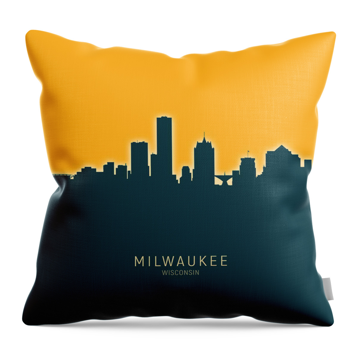 Milwaukee Throw Pillow featuring the digital art Milwaukee Wisconsin Skyline #32 by Michael Tompsett