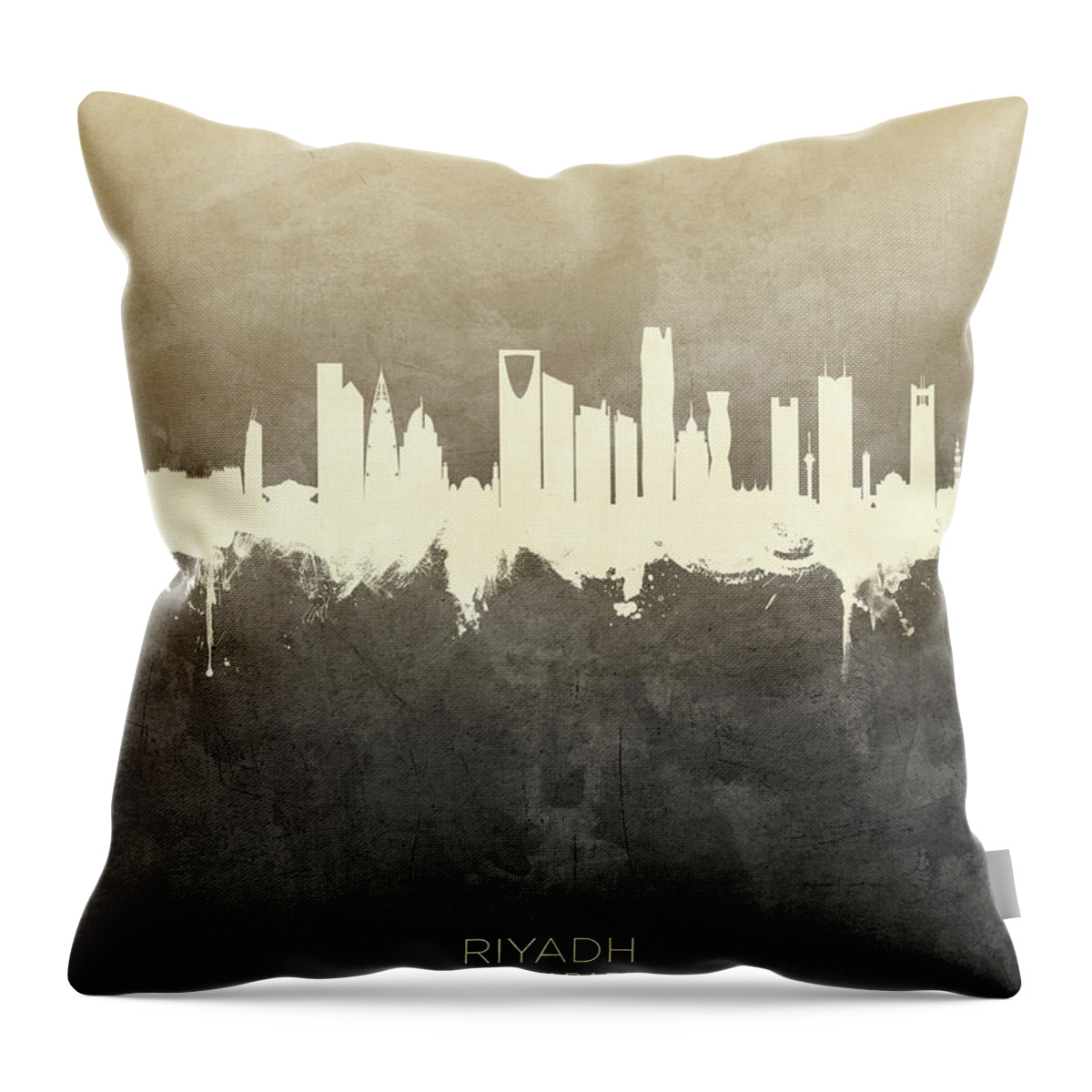 Riyadh Throw Pillow featuring the digital art Riyadh Saudi Arabia Skyline #32 by Michael Tompsett