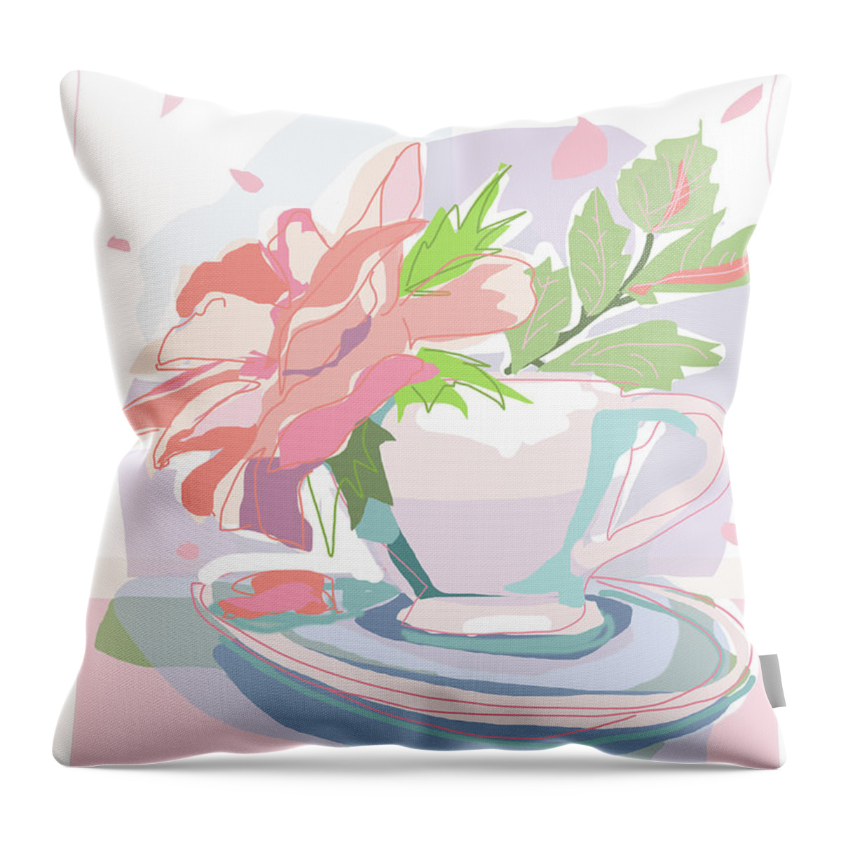 Fun Style Throw Pillow featuring the drawing 0060-Rose by Anke Classen
