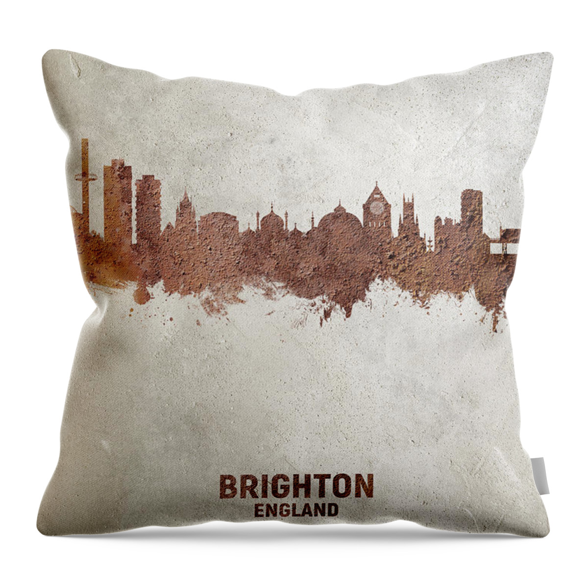 Brighton Throw Pillow featuring the digital art Brighton England Skyline #33 by Michael Tompsett