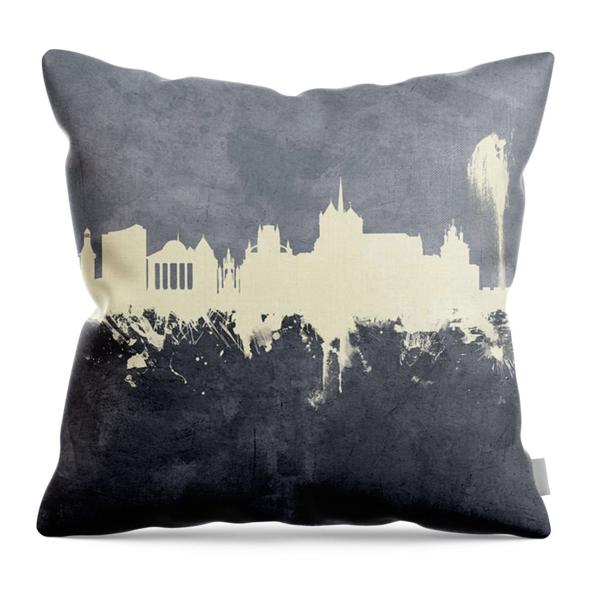 Geneva Throw Pillow featuring the digital art Geneva Switzerland Skyline #33 by Michael Tompsett
