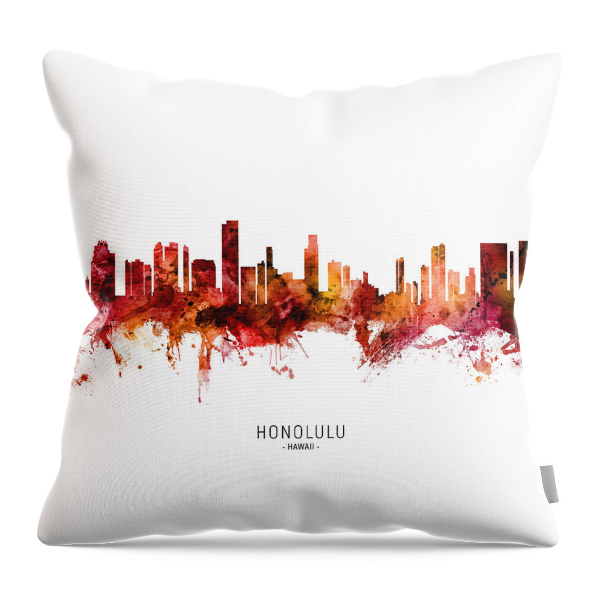 Honolulu Throw Pillow featuring the digital art Honolulu Hawaii Skyline #33 by Michael Tompsett