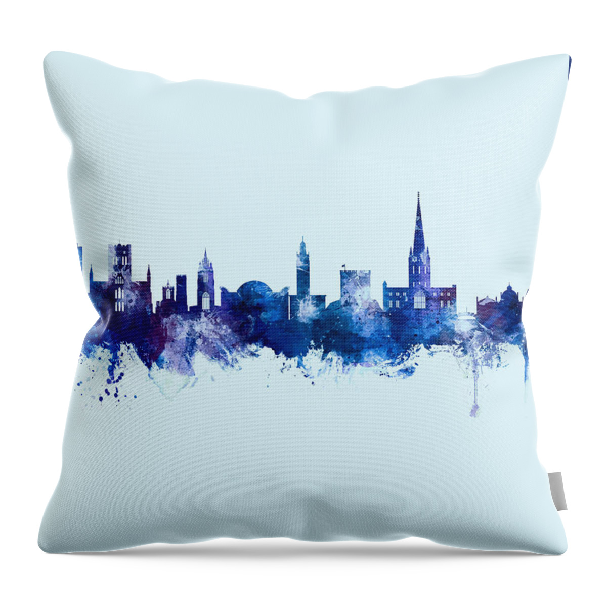 Norwich Throw Pillow featuring the digital art Norwich England Skyline #33 by Michael Tompsett