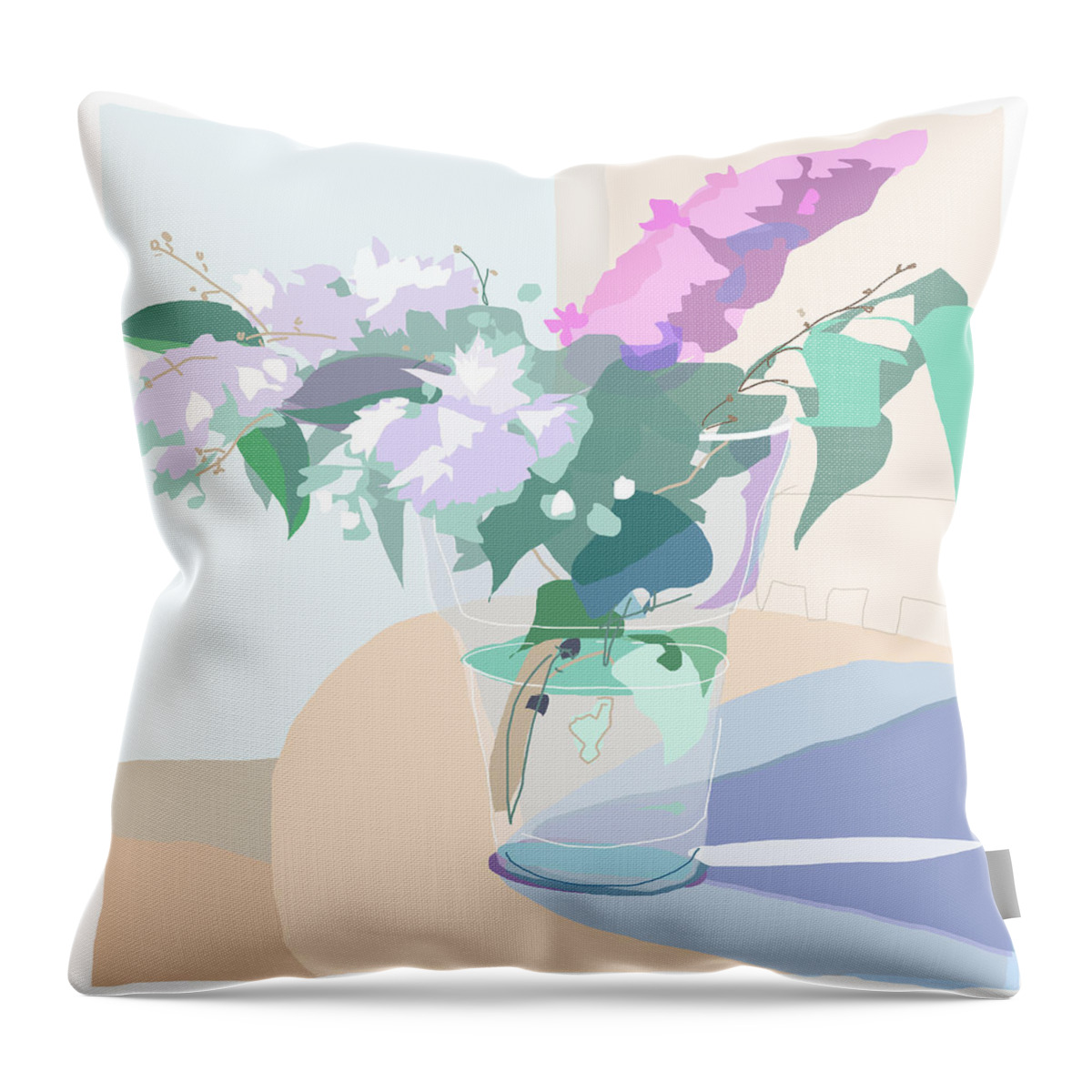 Sun Throw Pillow featuring the digital art 0057-Lilacs by Anke Classen