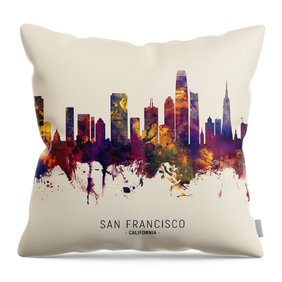 San Francisco Throw Pillow featuring the digital art San Francisco California Skyline #35 by Michael Tompsett