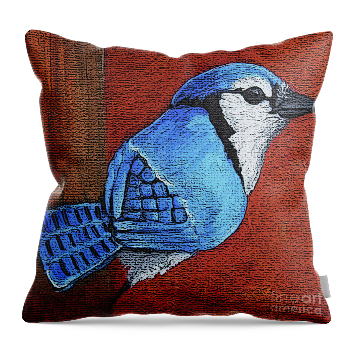Blue Jay Throw Pillow featuring the painting 36 Blue Jay by Victoria Page