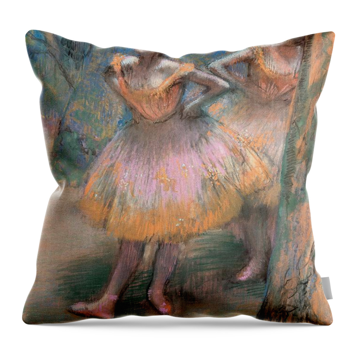 Edgar Degas Throw Pillow featuring the painting Two Dancers #36 by Edgar Degas