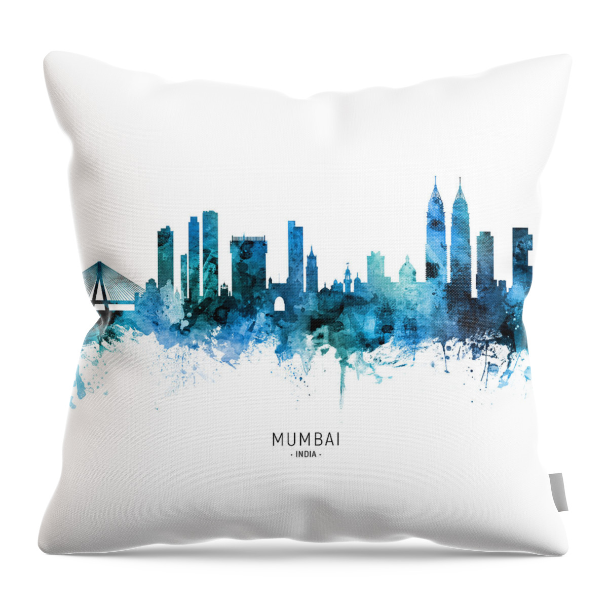 Mumbai Throw Pillow featuring the digital art Mumbai Skyline India Bombay #37 by Michael Tompsett