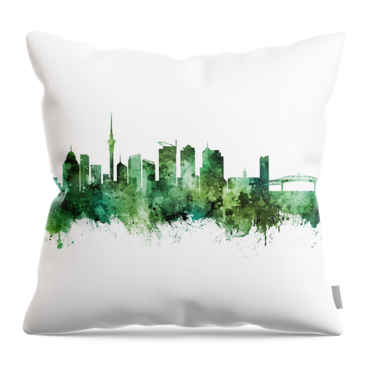 Auckland Throw Pillow featuring the digital art Auckland New Zealand Skyline #38 by Michael Tompsett