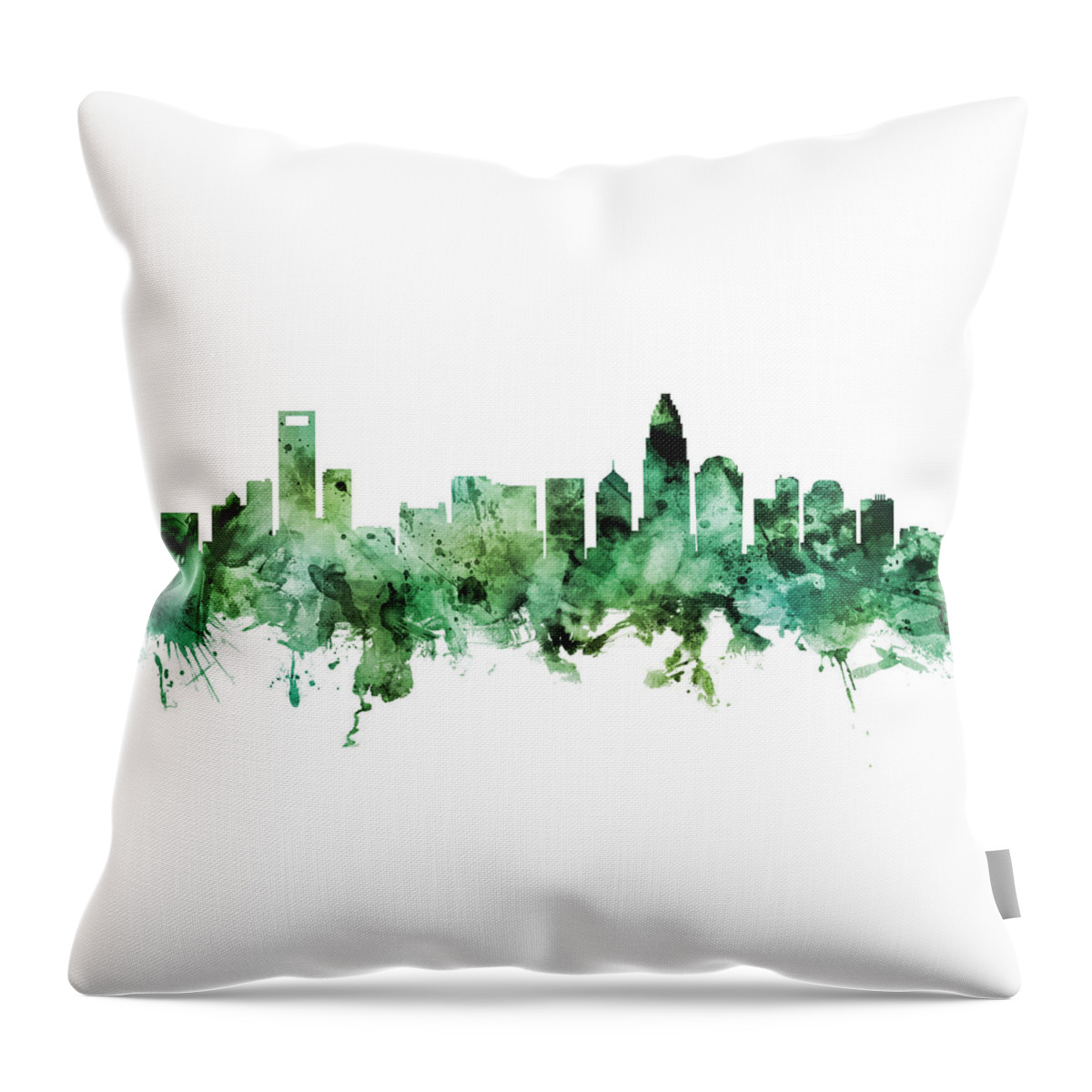 Charlotte Throw Pillow featuring the digital art Charlotte North Carolina Skyline #38 by Michael Tompsett