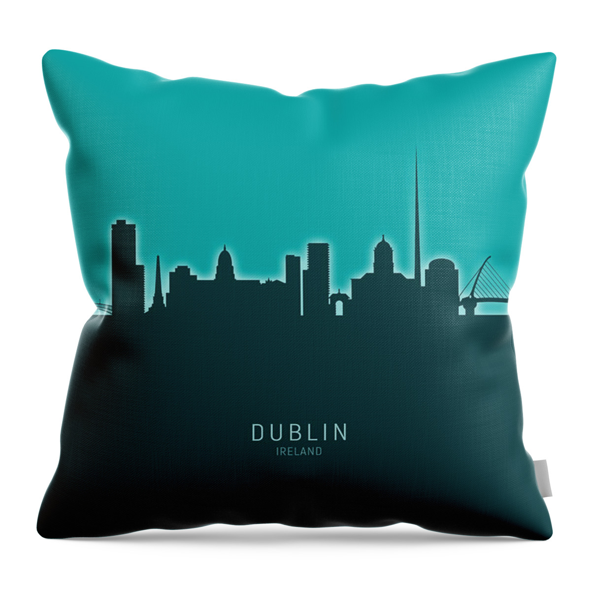 Dublin Throw Pillow featuring the digital art Dublin Ireland Skyline #38 by Michael Tompsett