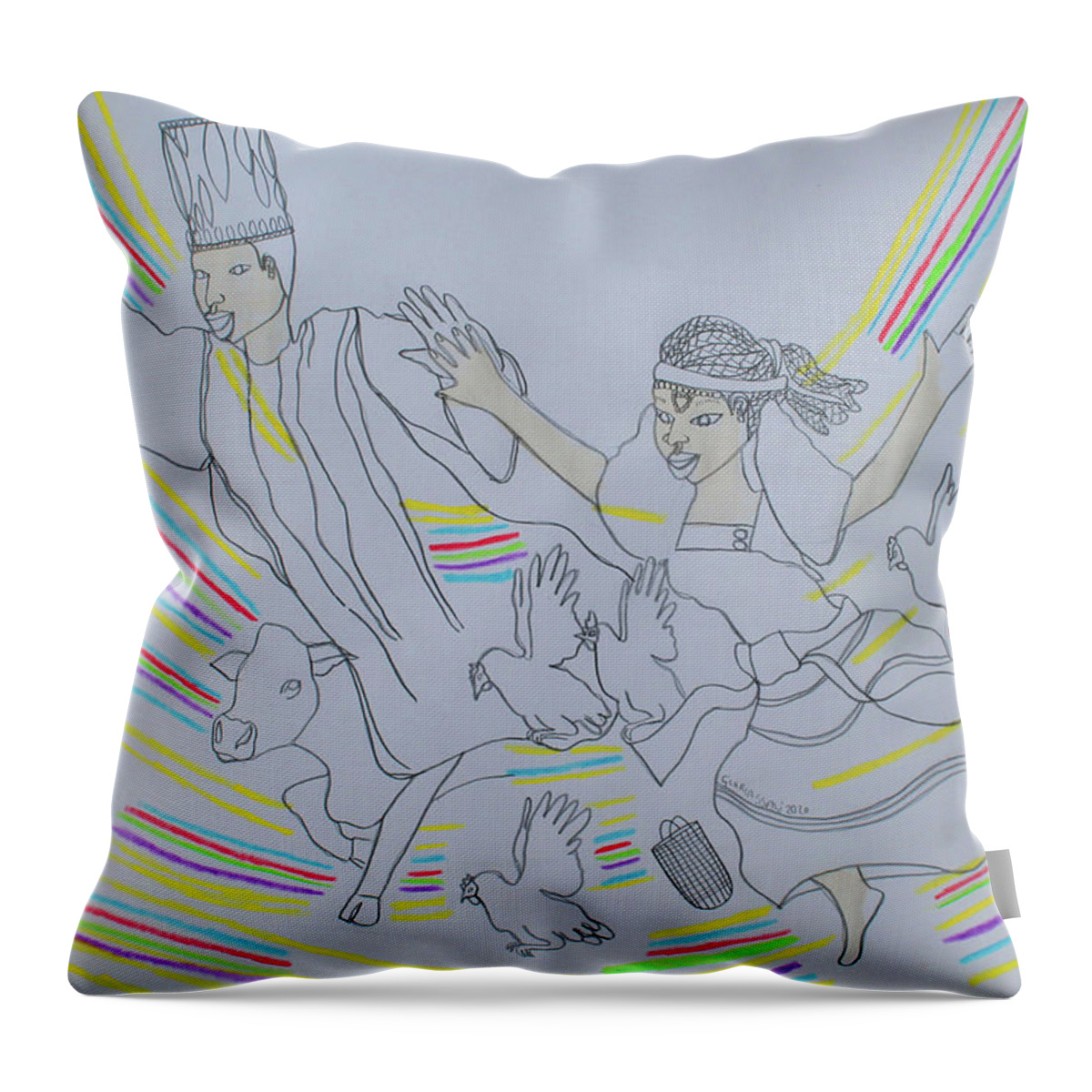 Jesus Throw Pillow featuring the painting Kintu and Nambi #382 by Gloria Ssali