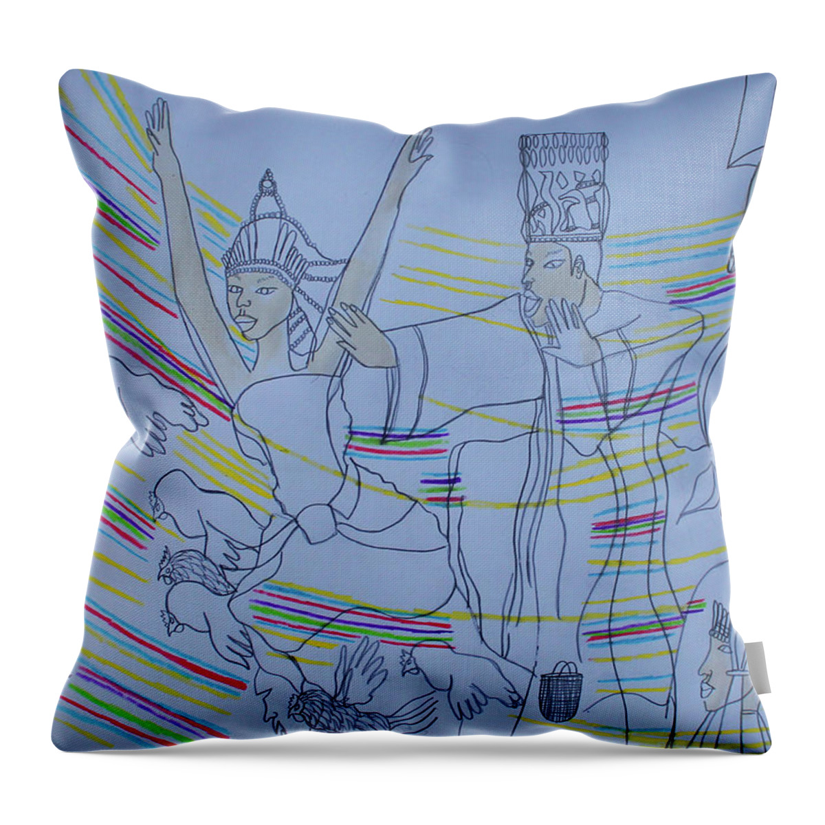 Jesus Throw Pillow featuring the painting Kintu and Nambi #388 by Gloria Ssali